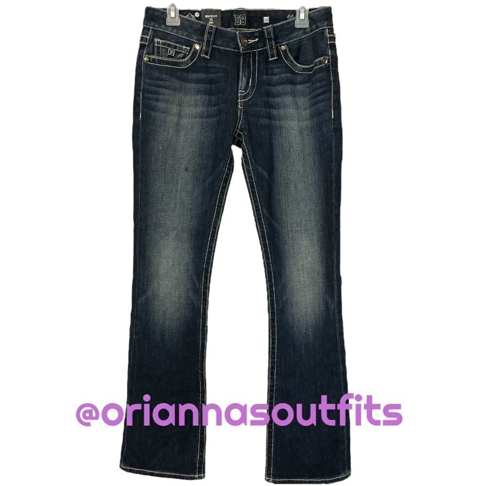 District 9 Dark Wash Slick Boot Cut Denim Jeans
